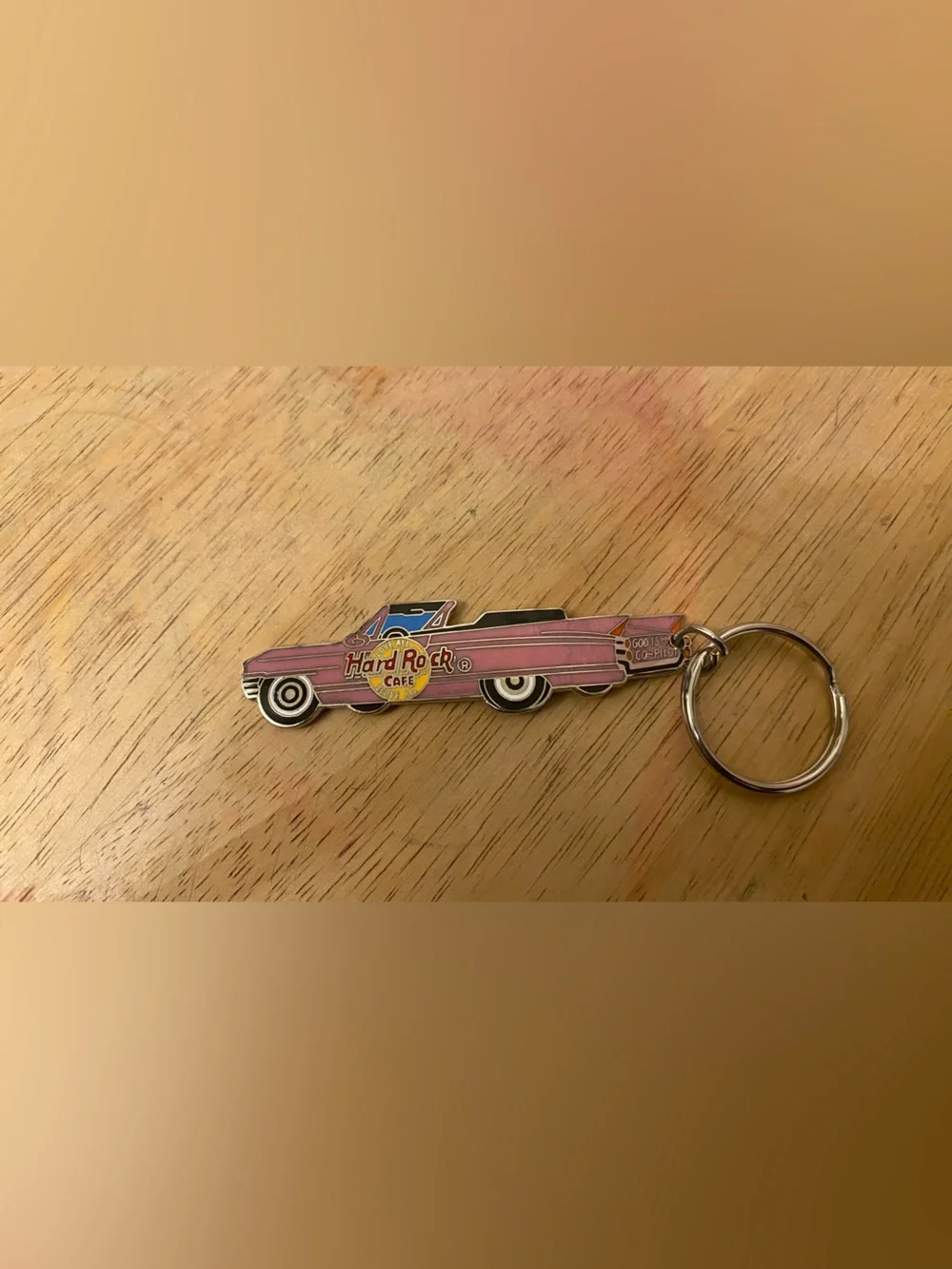 Rare Find! Vintage Hard Rock Cafe Pink Convertible Cadillac Keychain